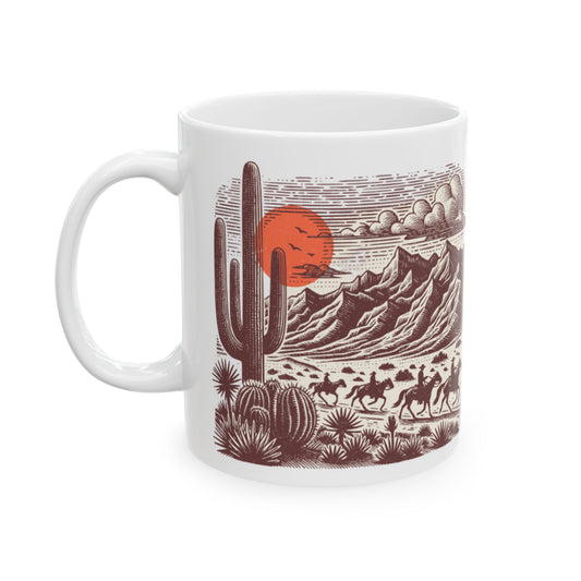 Desert Cactus Coffee Mug – Western Adventure Cup, Cowboy Cup Gift