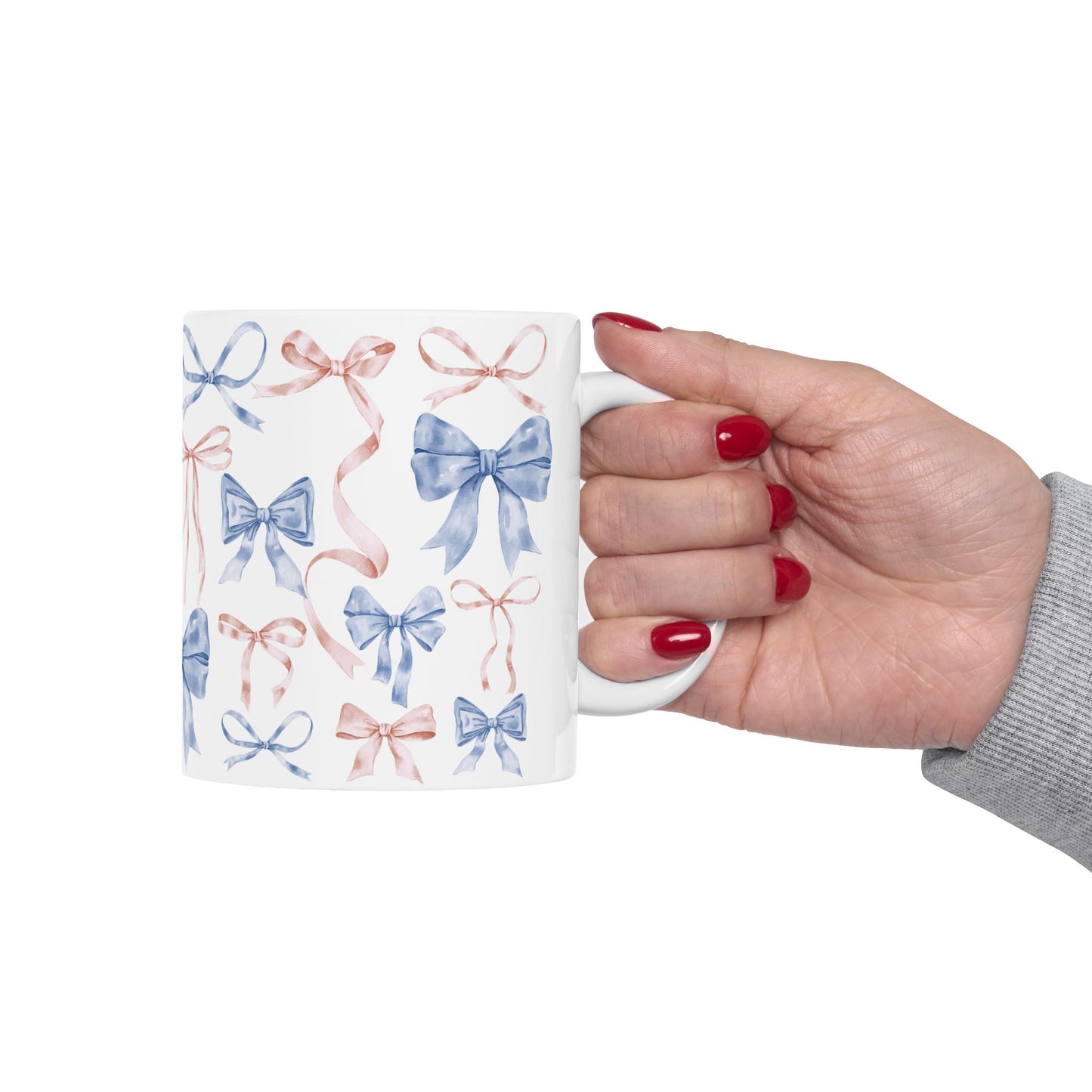Pastel Bow Coffee Cup – Coquette Aesthetic Mug with Pink & Blue Bow