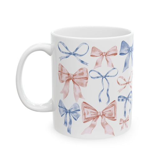 Pastel Bow Coffee Cup – Coquette Aesthetic Mug with Pink & Blue Bow